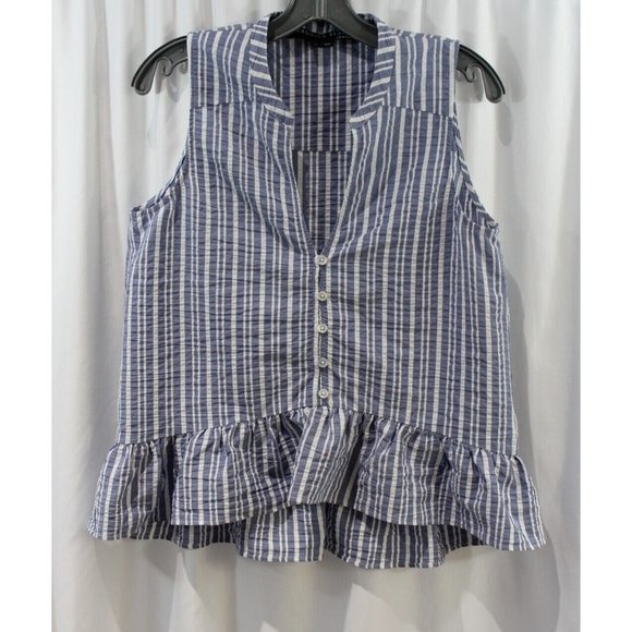 PLUS Blue Veranda Striped Seersucker Top main image 0